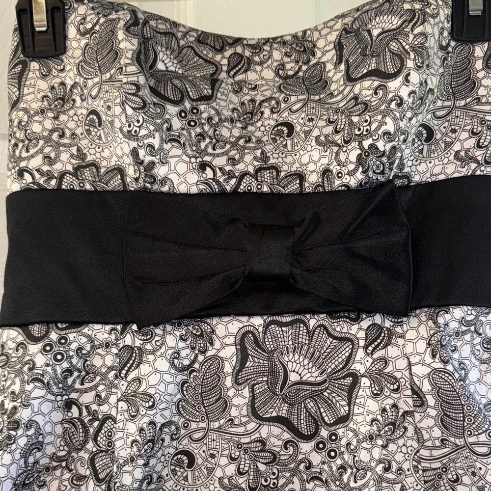 Ruby Rox Semi Formal Floral Strapless Dress with Black Bow - Picture 3 of 9